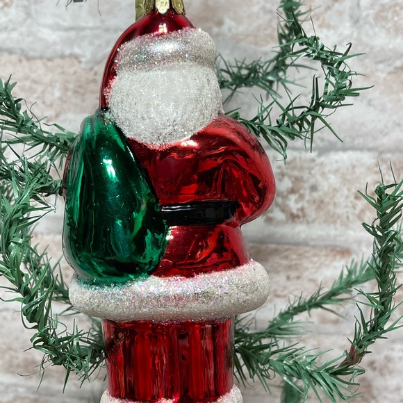 Santa Glitter Ornament with THE LIST Glitter Blown Glass Ornament Vibrant Fun. - Picture 5 of 8